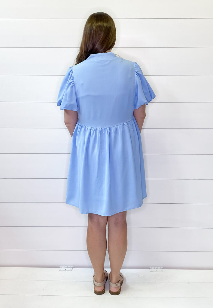 So Much Time Button Up Blue Dress - Lyla's: Clothing, Decor & More - Plano Boutique