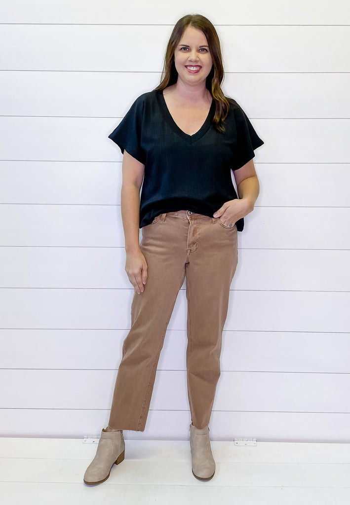 Melissa Leading Mid Rise Straight Crop Denim by Vervet - Lyla's: Clothing, Decor & More - Plano Boutique