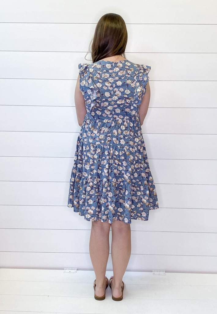 All the Flow Floral Print Blue Dress - Lyla's: Clothing, Decor & More - Plano Boutique