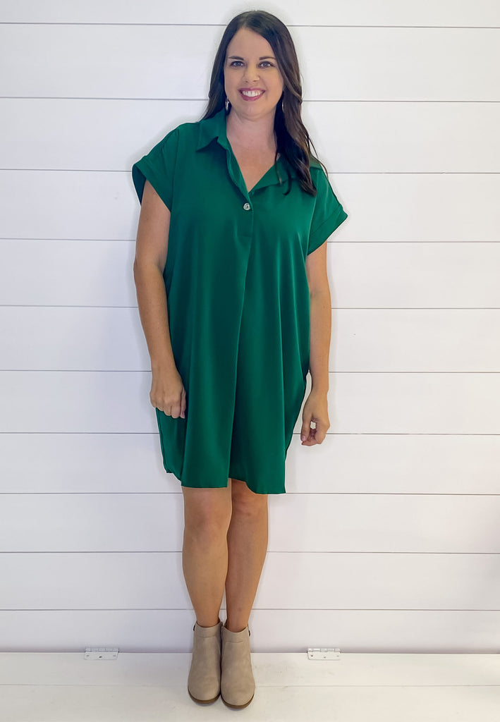 Need You Now Hunter Green Collar Dress - Lyla's: Clothing, Decor & More - Plano Boutique