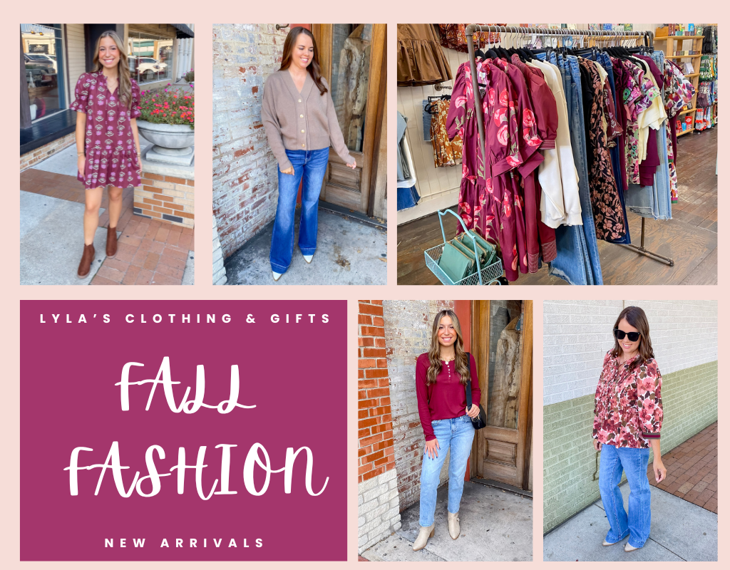 Shop Lyla's Clothing and Gifts Fall Fashion New Arrivals! Your go to woman's boutique in Downtown Plano and Rockwall Texas! Also, available to shop online! Shop woman's fashion trends and gifts for all at Lyla's!