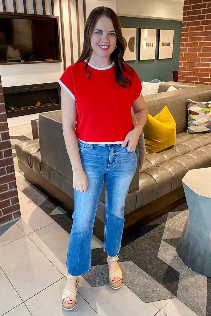 Brooklyn In The Summer Red Top - Lyla's: Clothing, Decor & More - Plano Boutique