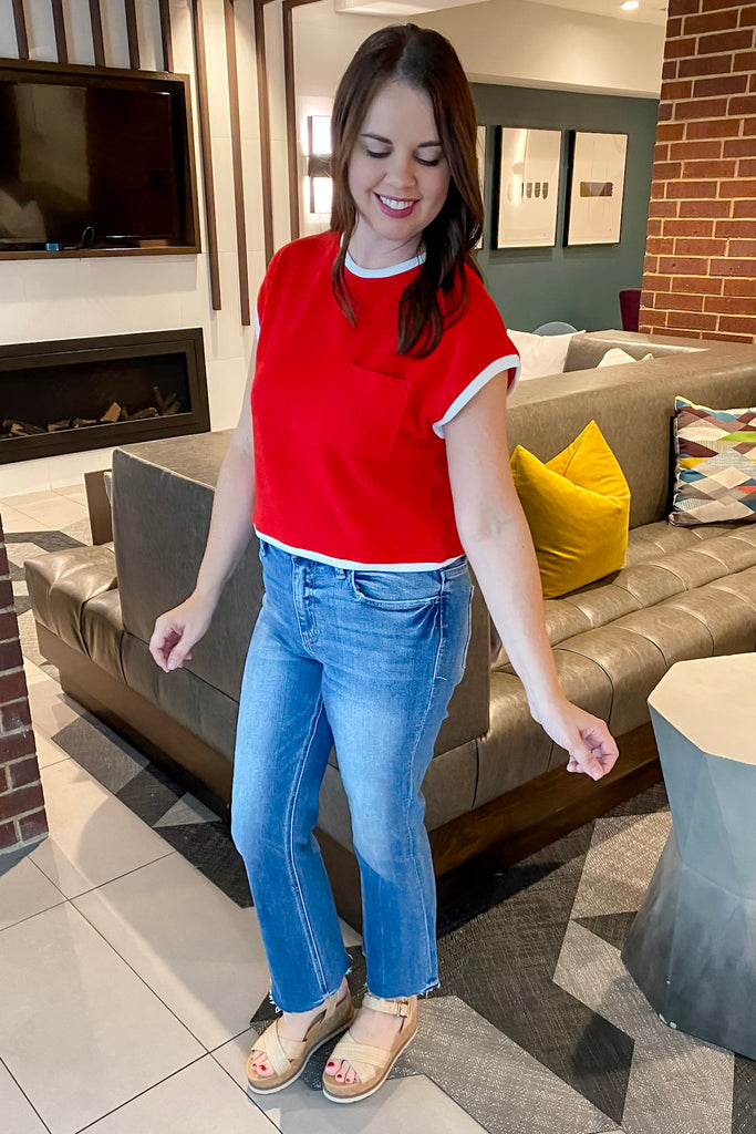Brooklyn In The Summer Red Top - Lyla's: Clothing, Decor & More - Plano Boutique