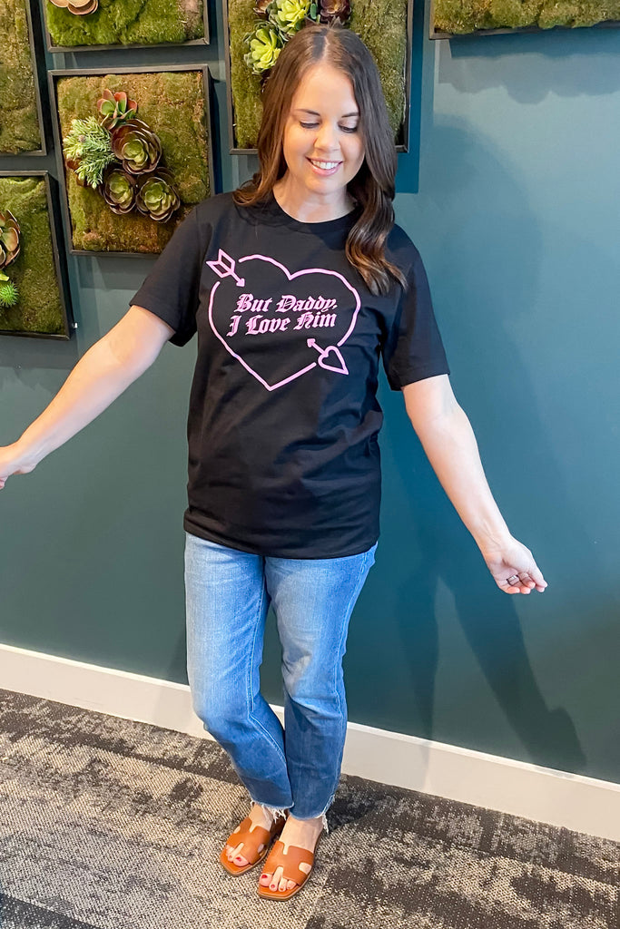 But Daddy I Love Him Black Top - Lyla's: Clothing, Decor & More - Plano Boutique
