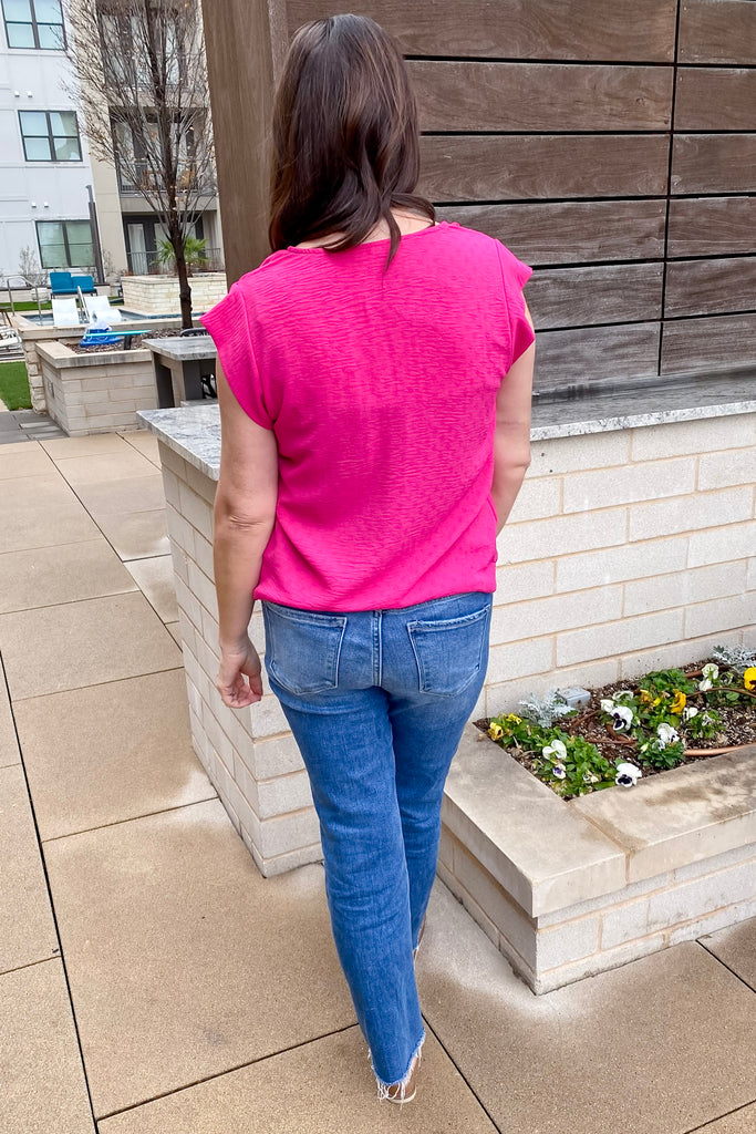 Summer Feeling Jacquard Fuchsia Top - Lyla's: Clothing, Decor & More - Plano Boutique