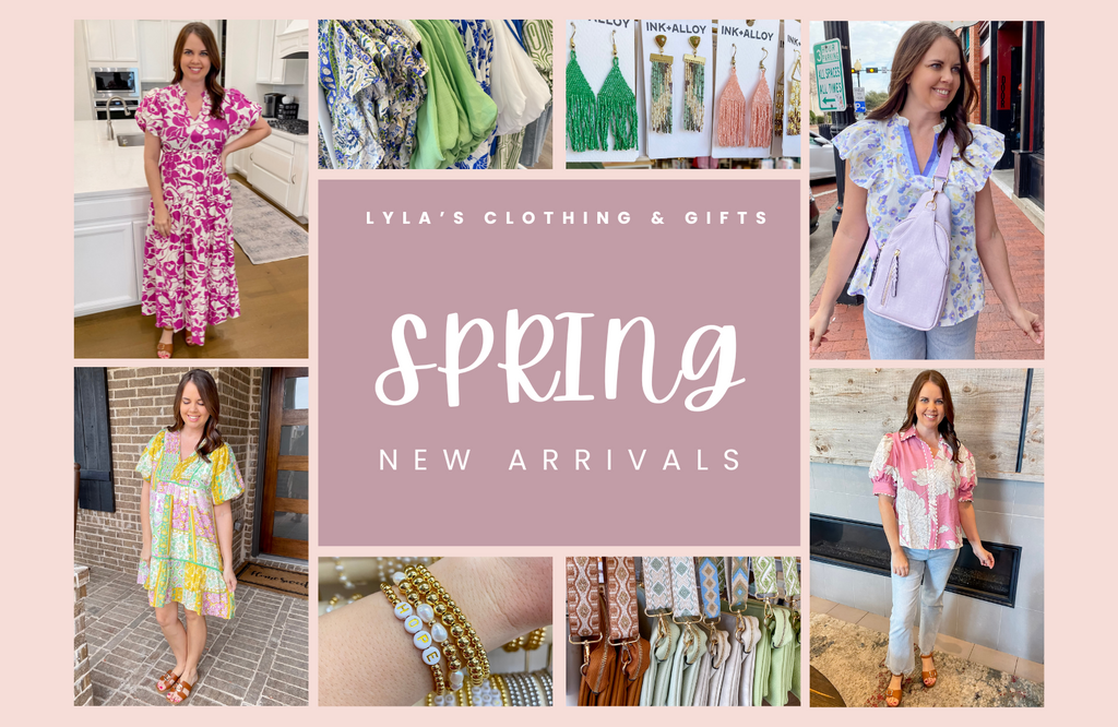 Shop spring fashion new arrivals in-stores at Lyla's Clothing and Gifts in Downtown Plano and Rockwall, TX! Also, available to shop online! Your new wardrobe awaits!