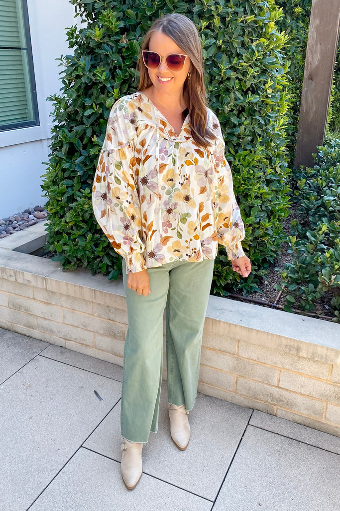 Its All For You Ivory Floral Print Top - Lyla's: Clothing, Decor & More - Plano Boutique