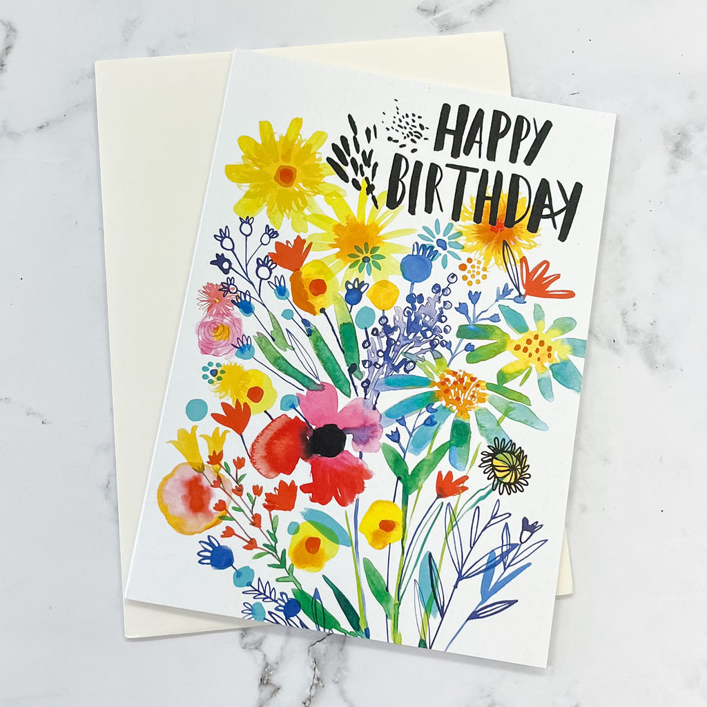 Happy Birthday Floral Print Card - Lyla's: Clothing, Decor & More - Plano Boutique