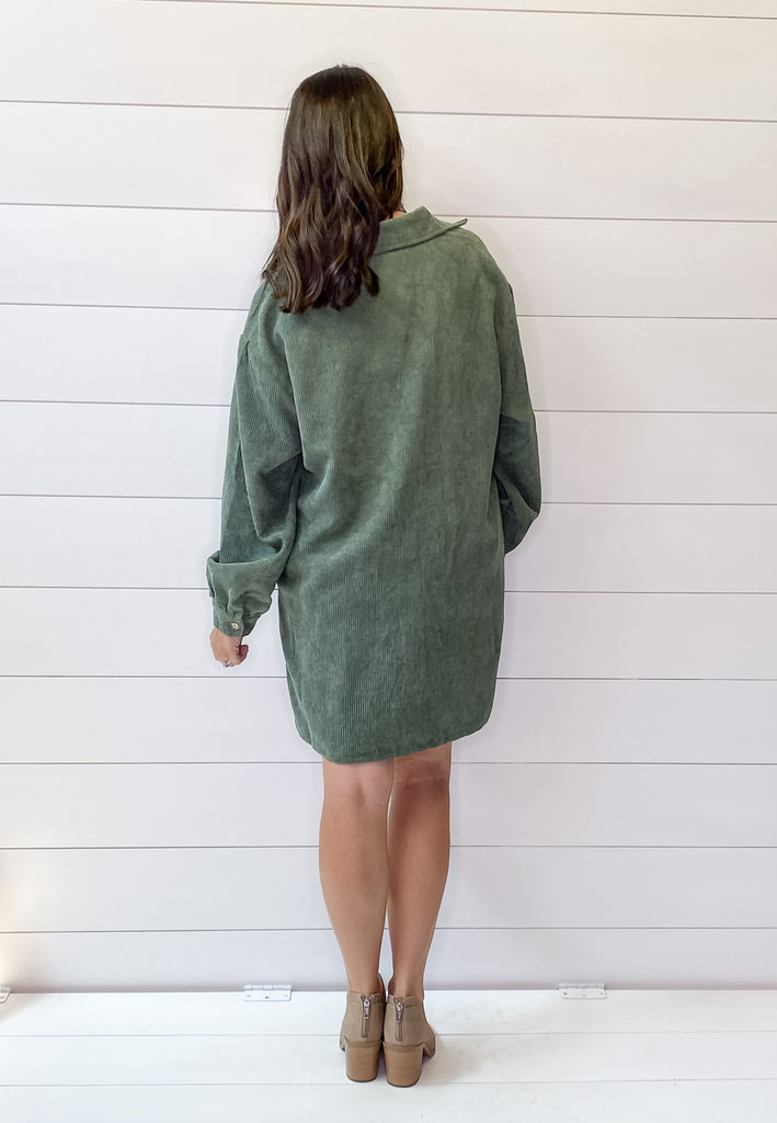 Olive Corduory Button Up Dress - Lyla's: Clothing, Decor & More - Plano Boutique