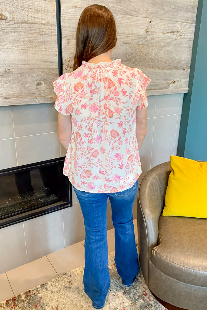 Pink Love Floral Print Pleat Top - Lyla's: Clothing, Decor & More - Plano Boutique