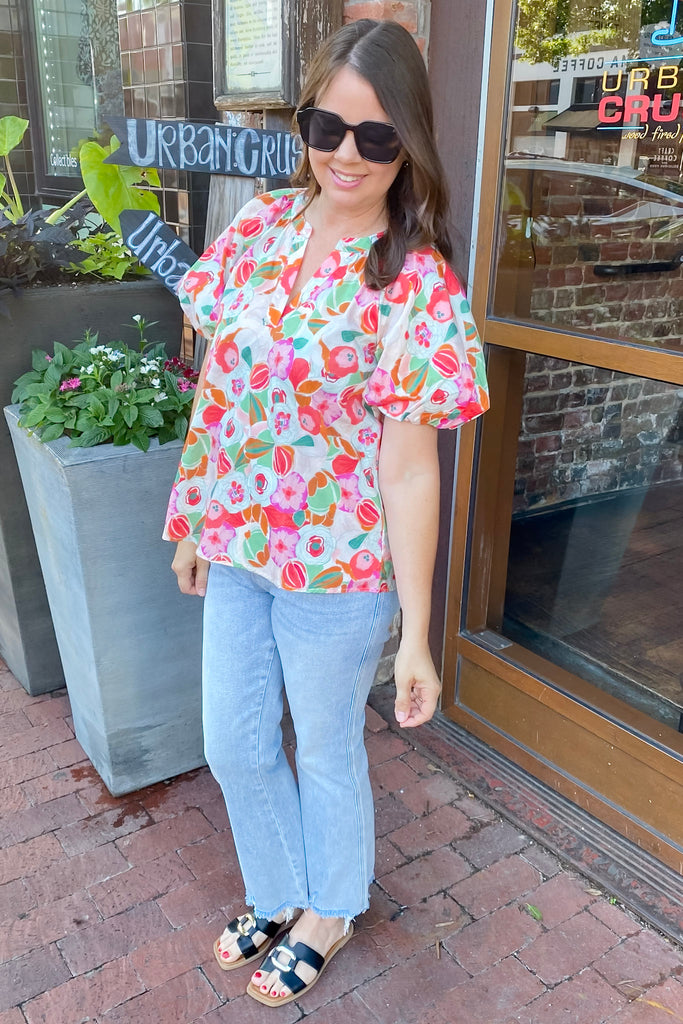 Picnic in the Park Floral Print Top - Lyla's: Clothing, Decor & More - Plano Boutique
