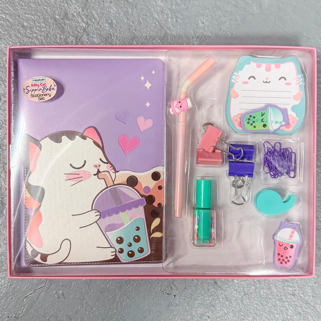 Boba Tea Cat Stationary Set - Lyla's: Clothing, Decor & More - Plano Boutique