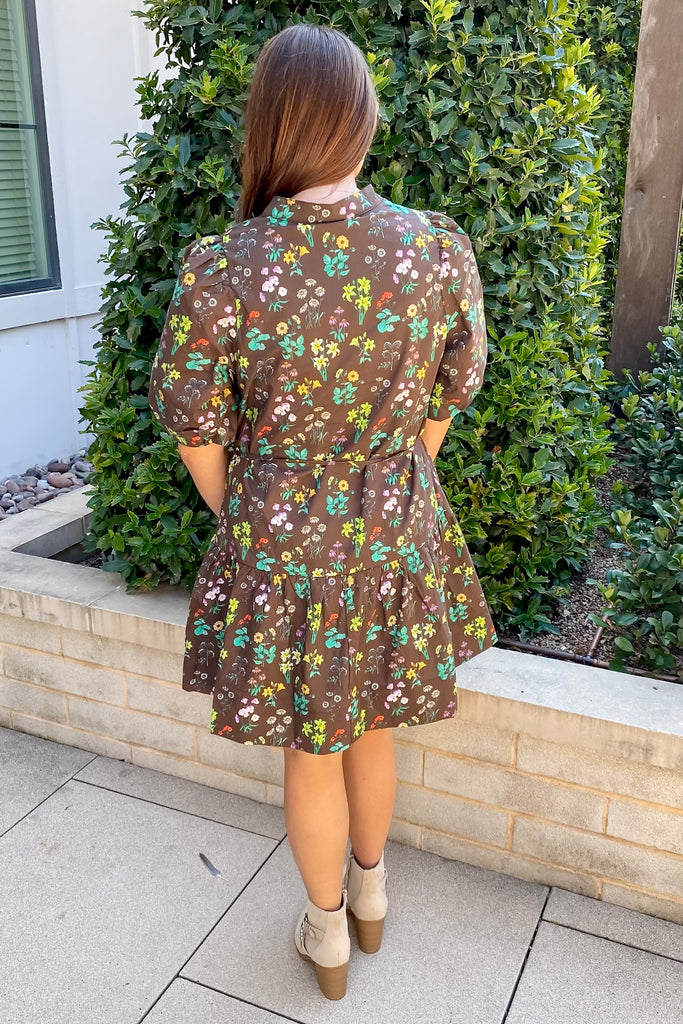 Take Your Time Floral Print Brown Dress - Lyla's: Clothing, Decor & More - Plano Boutique