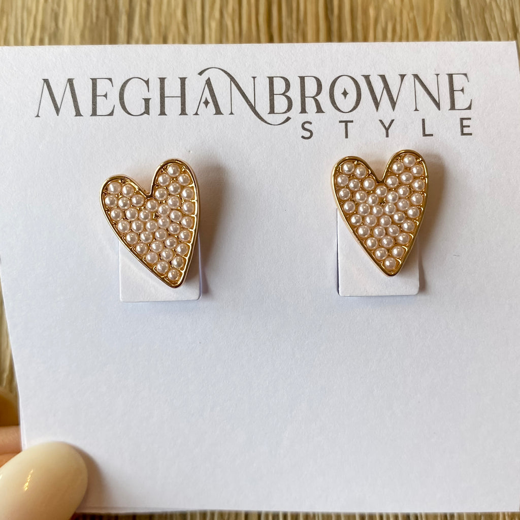 Panera Heart Pearl Earrings by Meghan Browne - Lyla's: Clothing, Decor & More - Plano Boutique