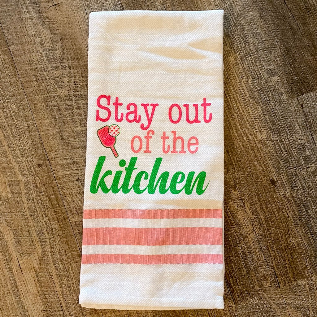 Stay Out Of The Kitchen Pickleball Hand Towel - Lyla's: Clothing, Decor & More - Plano Boutique