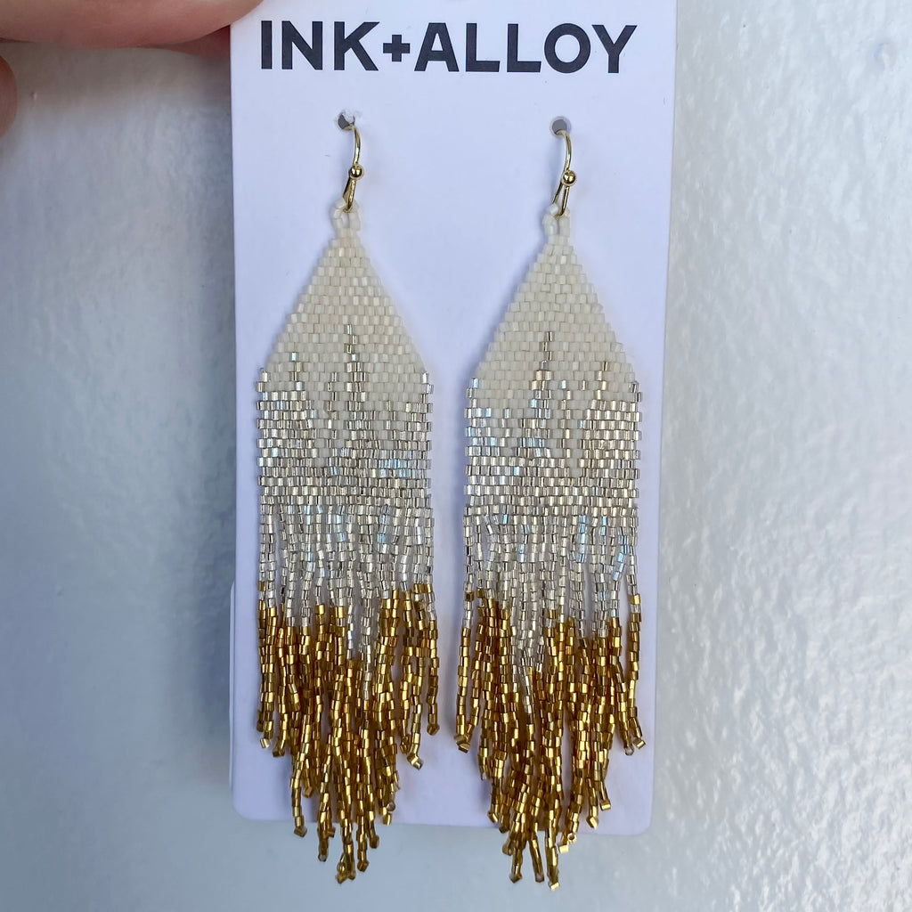 Claire Ombre Beaded Fringe Earrings St. Moritz by Ink & Alloy - Lyla's: Clothing, Decor & More - Plano Boutique