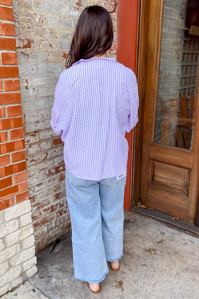 Over and Over Again Striped Lavender Top - Lyla's: Clothing, Decor & More - Plano Boutique