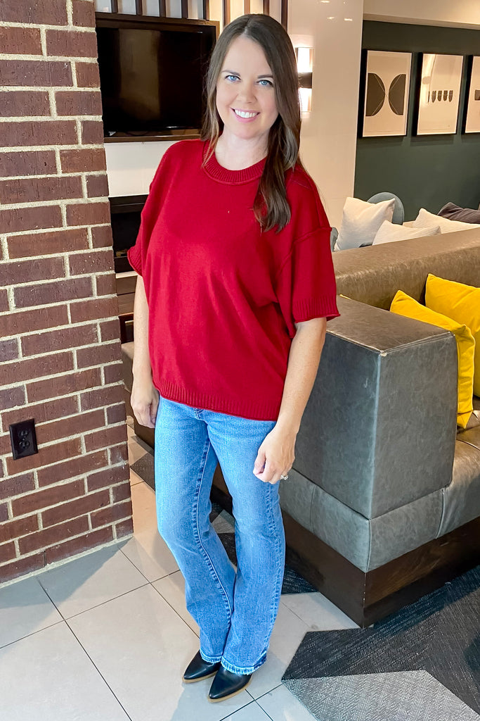 Believe It Or Not Burgundy Top - Lyla's: Clothing, Decor & More - Plano Boutique