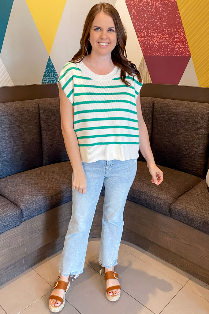 Life With Stripes Cream and Green Striped Top - Lyla's: Clothing, Decor & More - Plano Boutique