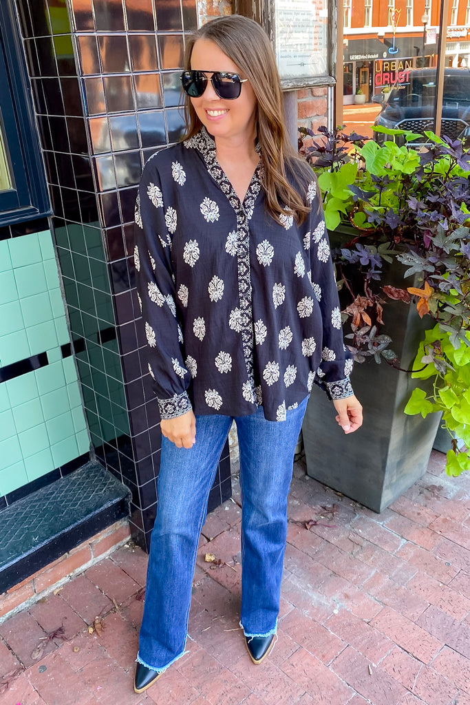 The Clean Slate Black Print Top - Lyla's: Clothing, Decor & More - Plano Boutique