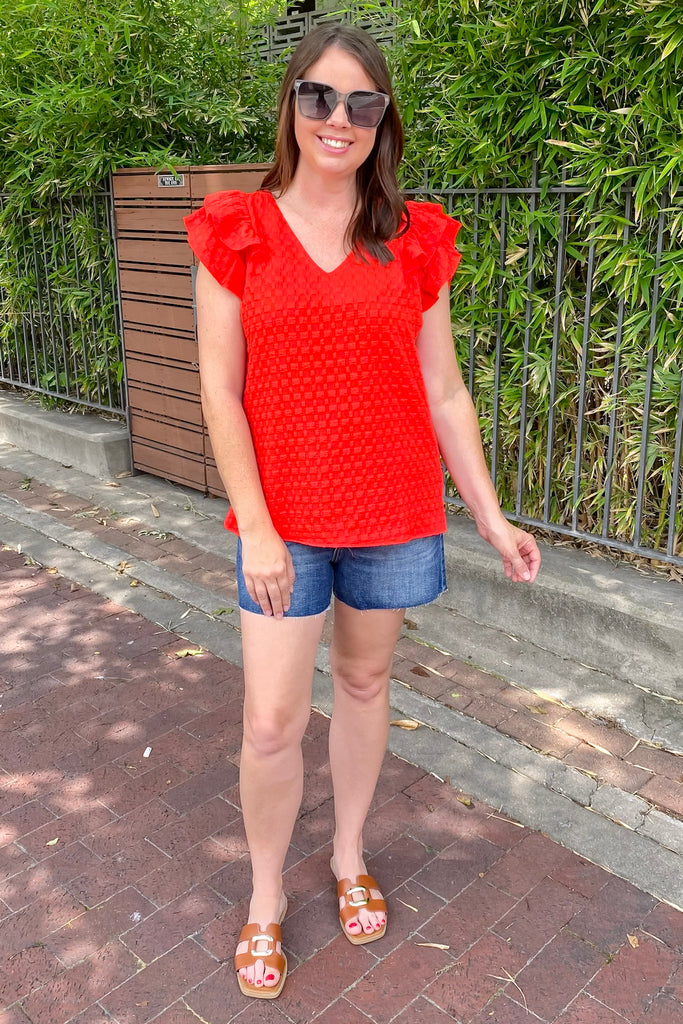 Ring a Bell Textured Red Top - Lyla's: Clothing, Decor & More - Plano Boutique