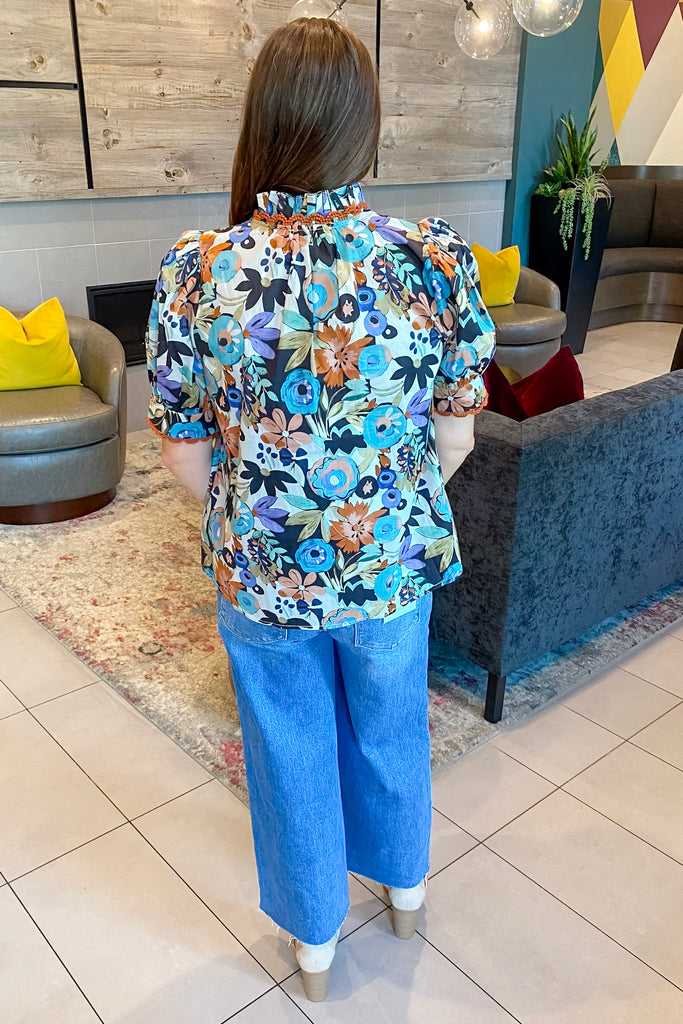 Be In The Know Floral Print Cinnamon Top - Lyla's: Clothing, Decor & More - Plano Boutique