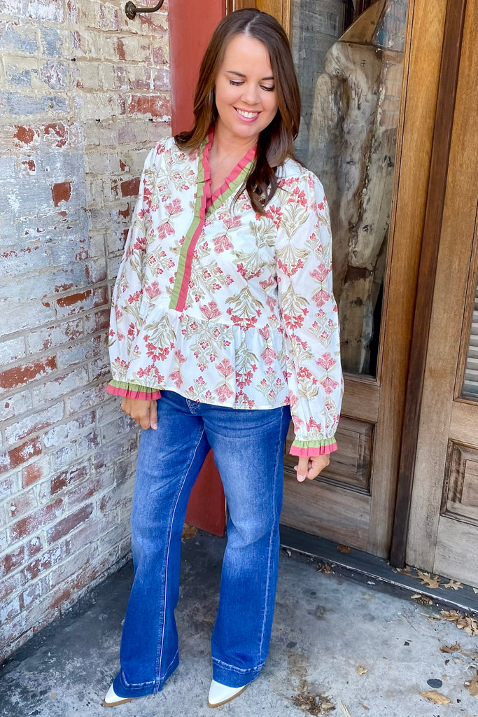 Twist of Fate Marsala Print Top - Lyla's: Clothing, Decor & More - Plano Boutique
