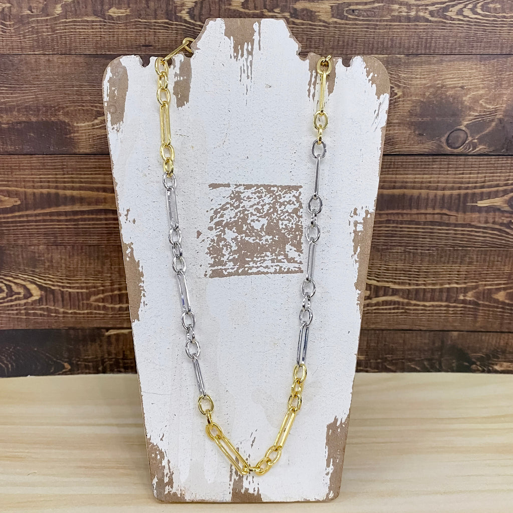 Two Toned Oval Elongated Statement Collar Necklace - Lyla's: Clothing, Decor & More - Plano Boutique