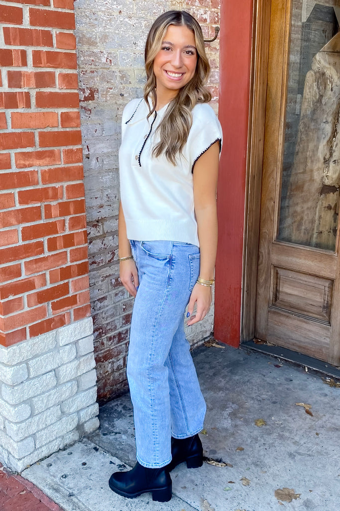 Fate of the Day Cream Polo Top - Lyla's: Clothing, Decor & More - Plano Boutique