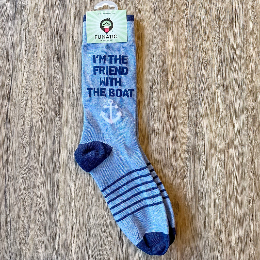 I'm The Friend With The Boat Mens Socks - Lyla's: Clothing, Decor & More - Plano Boutique