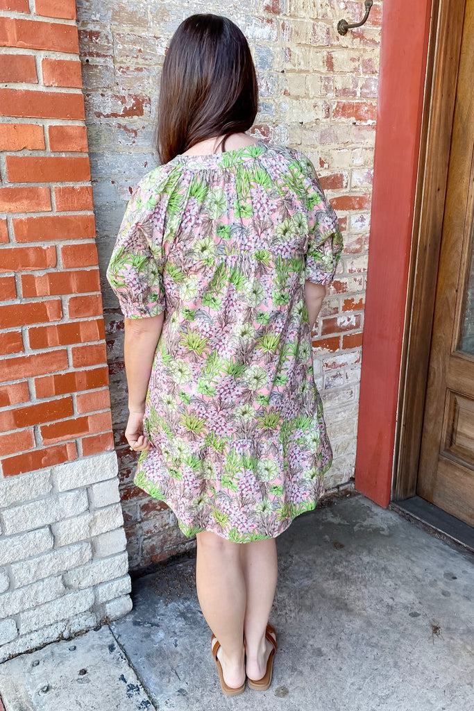 Life Is Good Pink and Green Floral Print Dress - Lyla's: Clothing, Decor & More - Plano Boutique