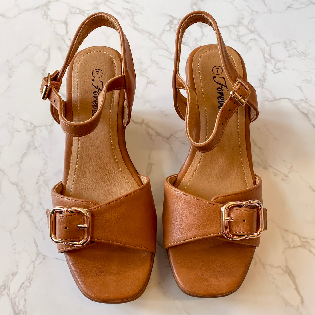 Contest Tan Buckle Wedge - Lyla's: Clothing, Decor & More - Plano Boutique