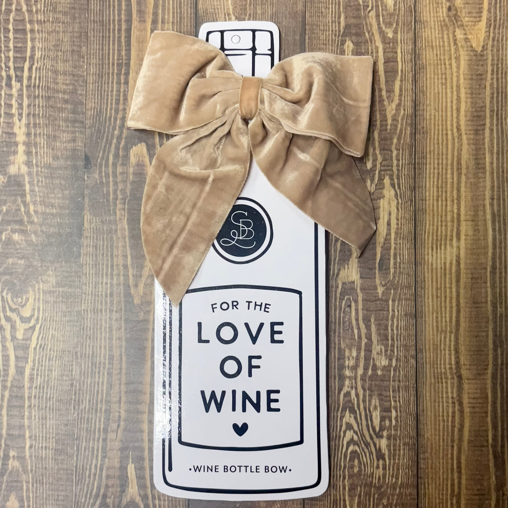 Velvet Wine Bottle Bow - Blush - Lyla's: Clothing, Decor & More - Plano Boutique