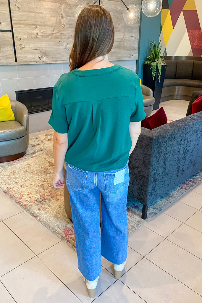 Placket Hunter Green Top - Lyla's: Clothing, Decor & More - Plano Boutique