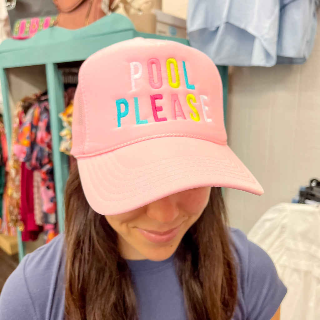 Pool Please Foam Light Pink Trucker Hat - Lyla's: Clothing, Decor & More - Plano Boutique
