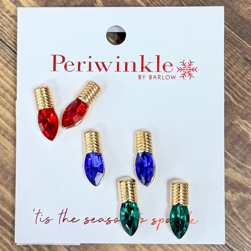 Crystal Christmas Bulb Earrings Set - Lyla's: Clothing, Decor & More - Plano Boutique