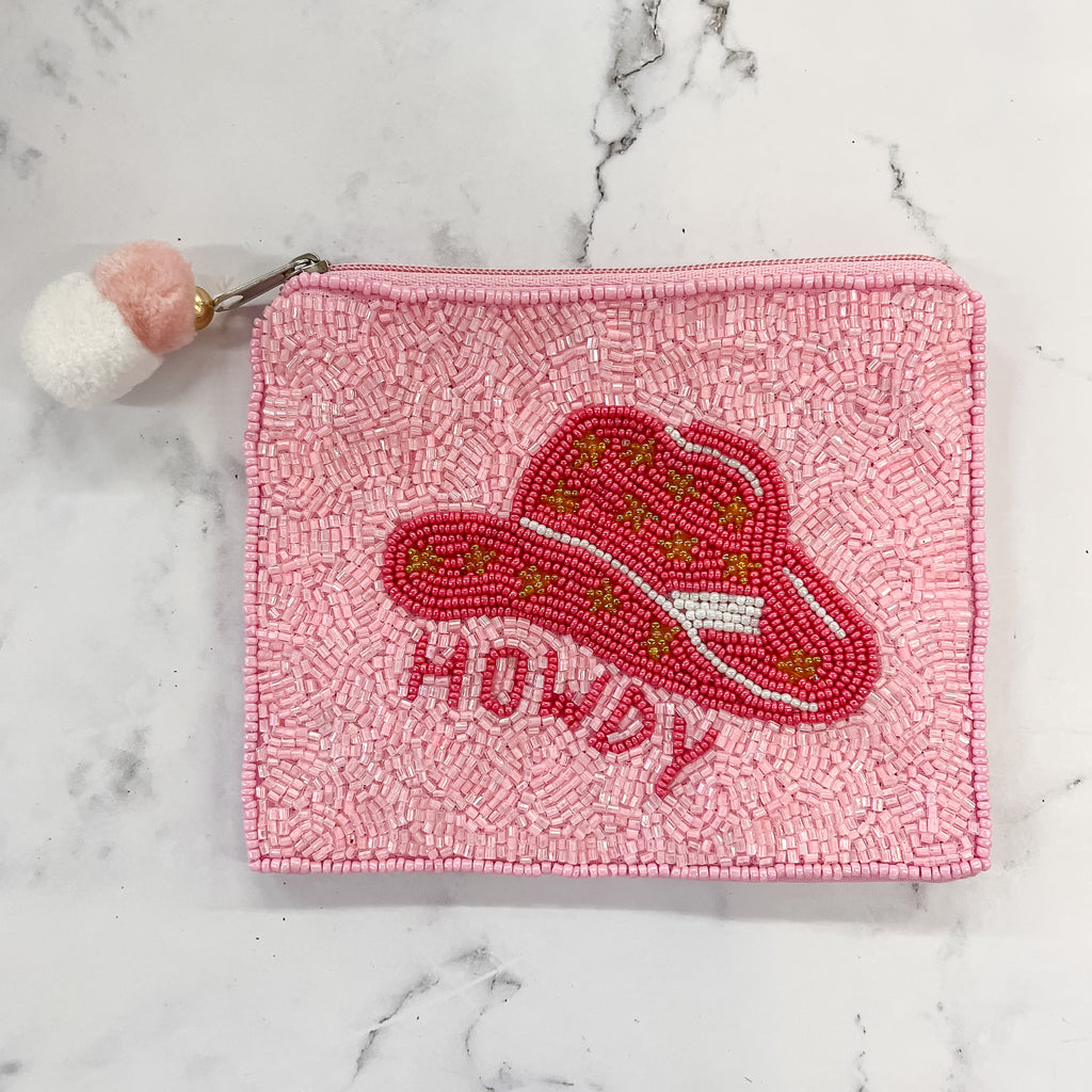 Howdy Pink Beaded Bag - Lyla's: Clothing, Decor & More - Plano Boutique