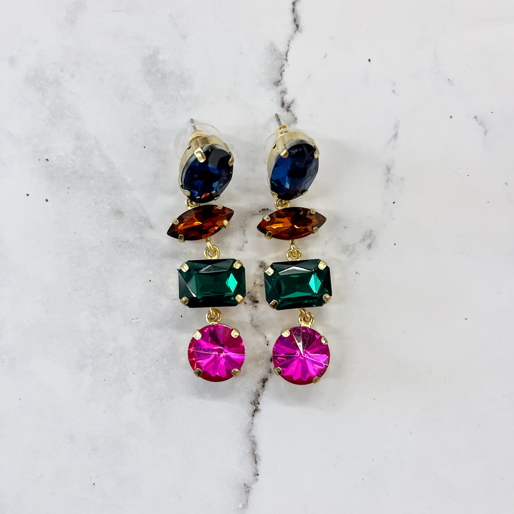 Haddie Mixed Dangle Earrings Magenta Multicolor by Ink & Alloy - Lyla's: Clothing, Decor & More - Plano Boutique