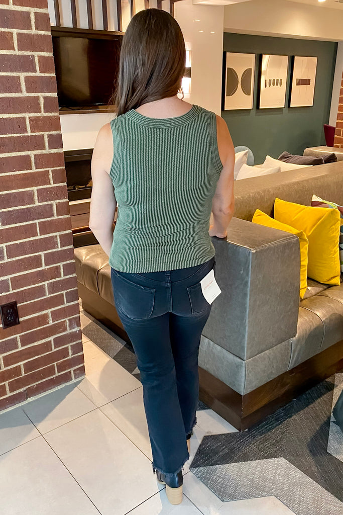 Pretty Please Henley Olive Tank - Lyla's: Clothing, Decor & More - Plano Boutique