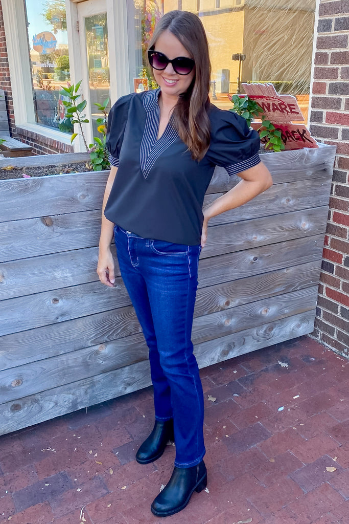 Carlene Glorious Joy Mid Rise Ankle Slim Straight Jeans by Vervet - Lyla's: Clothing, Decor & More - Plano Boutique