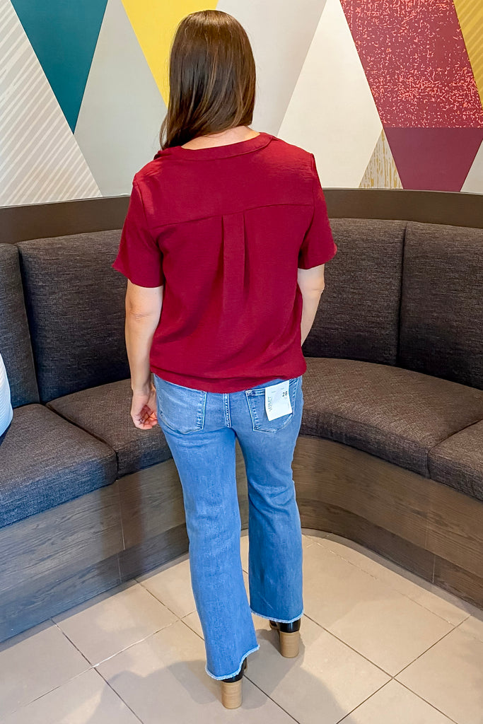 Placket Burgundy Top - Lyla's: Clothing, Decor & More - Plano Boutique