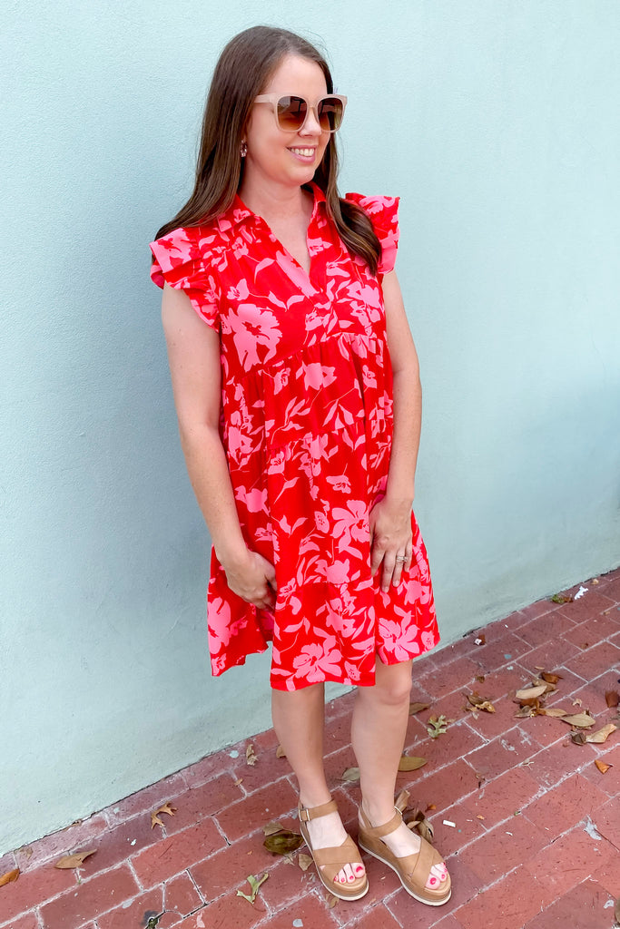 Oh Hey Girl Floral Print Red Dress - Lyla's: Clothing, Decor & More - Plano Boutique
