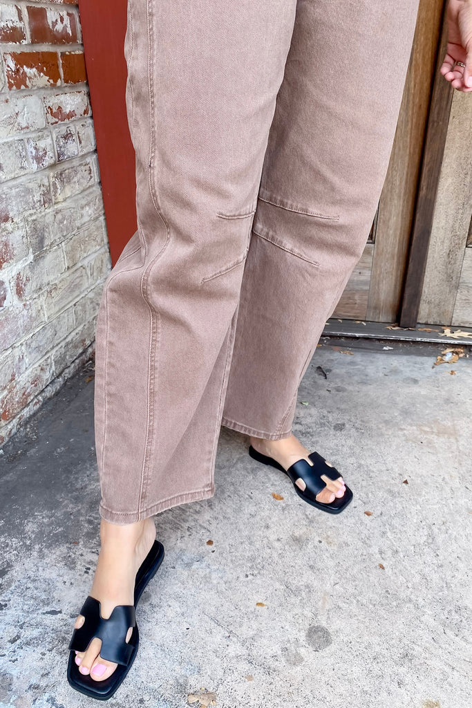 Stone High Rise Crop Barrel Jeans by Flying Monkey - Lyla's: Clothing, Decor & More - Plano Boutique