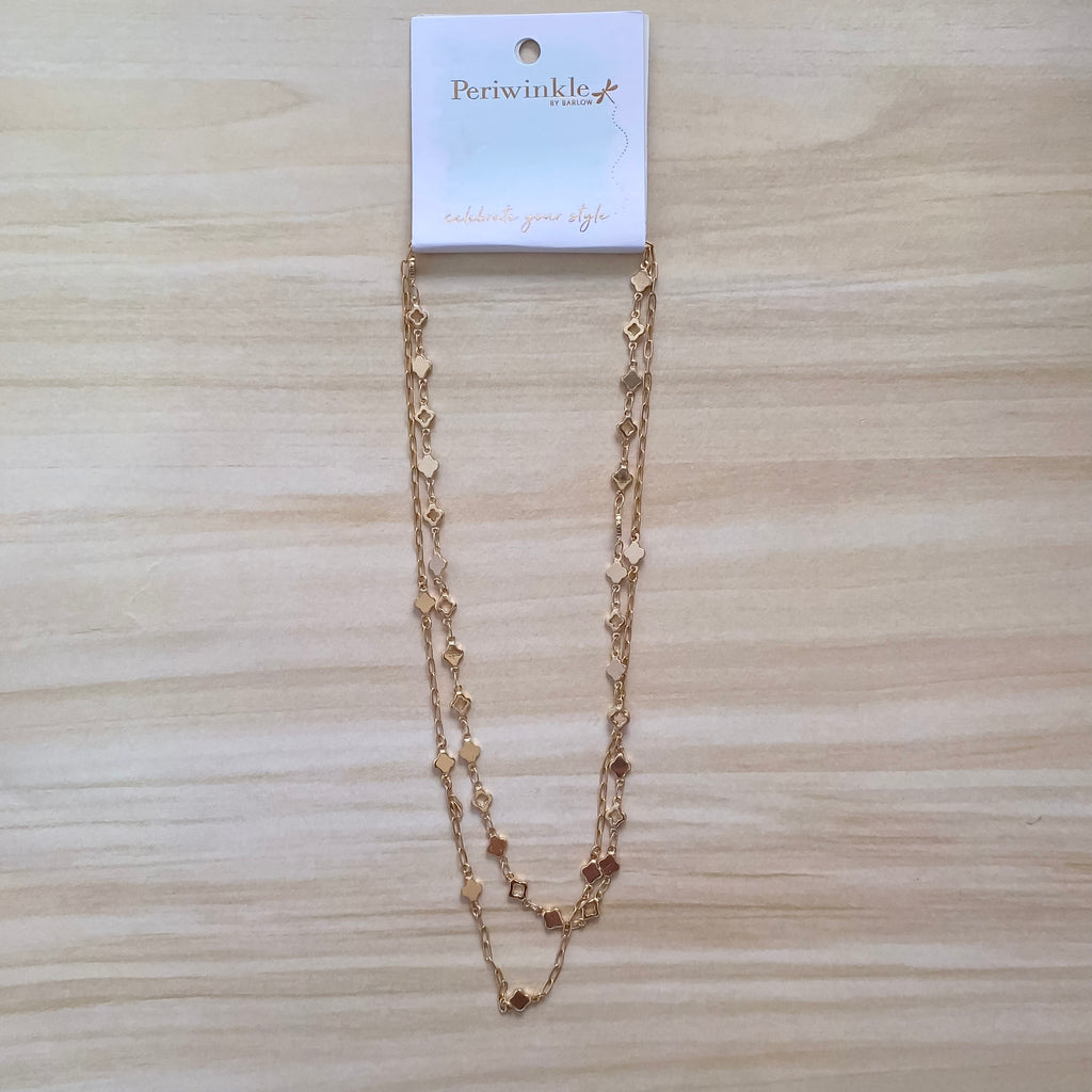 Layered Gold Clover Chain Necklace - Lyla's: Clothing, Decor & More - Plano Boutique