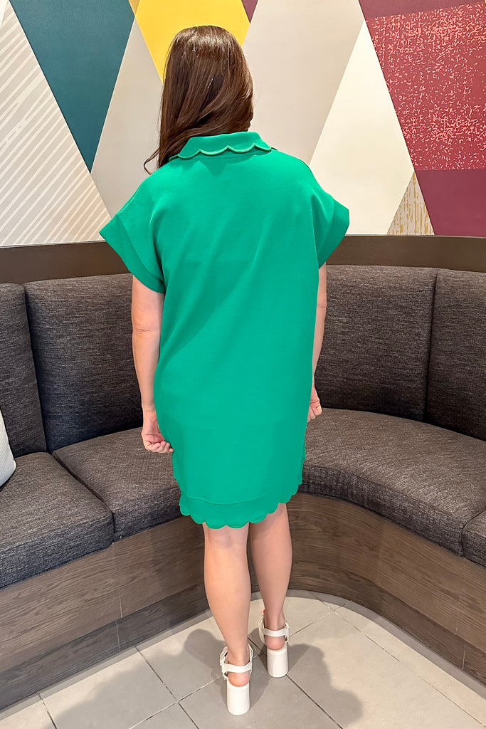 Pop on Over Scallop Trim Green Dress - Lyla's: Clothing, Decor & More - Plano Boutique