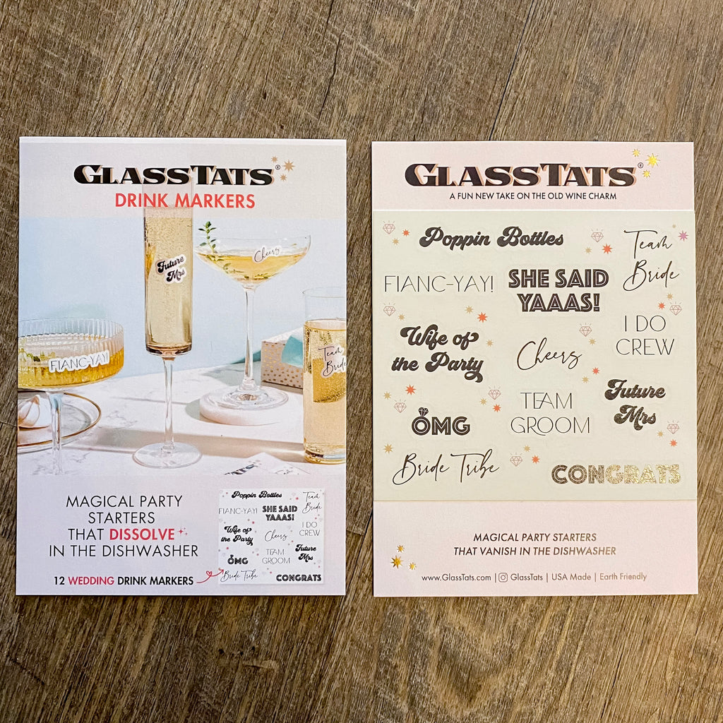 Engagement Themed  Drink Markers by GlassTats - Lyla's: Clothing, Decor & More - Plano Boutique