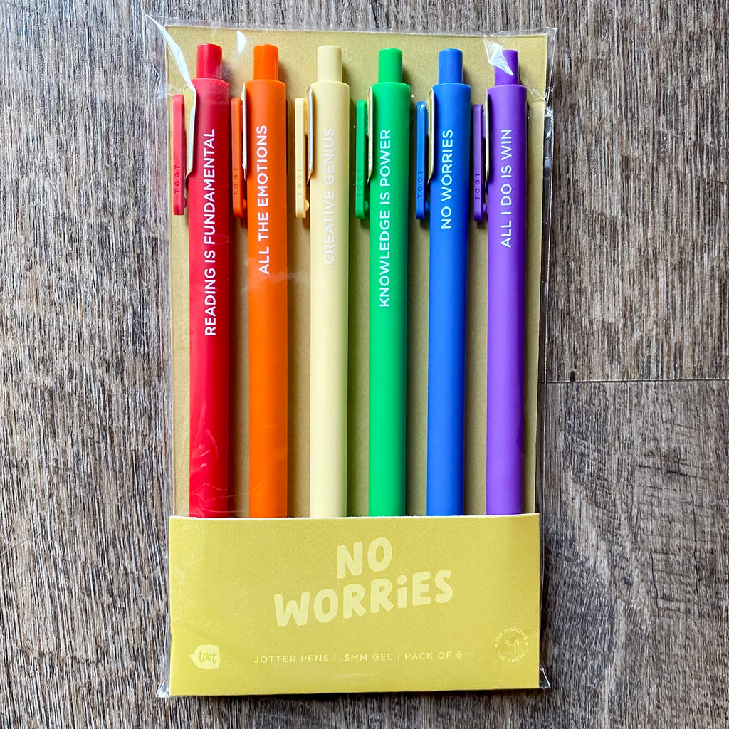 No Worries Jotter Pens Set of 6 - Lyla's: Clothing, Decor & More - Plano Boutique