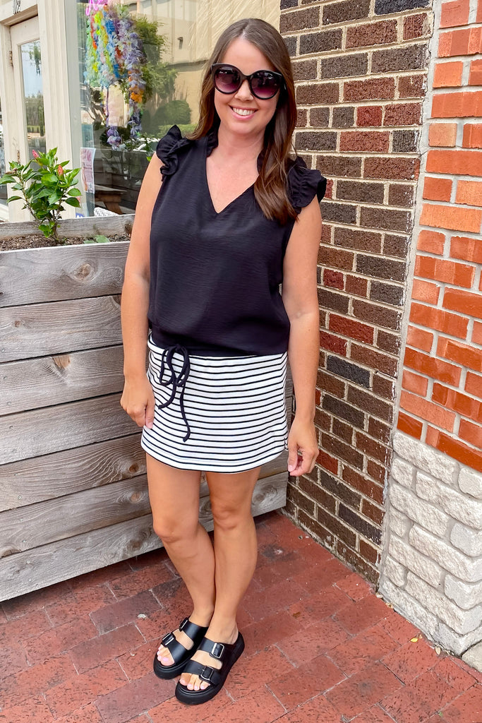Sweet On You Black Striped Skort - Lyla's: Clothing, Decor & More - Plano Boutique
