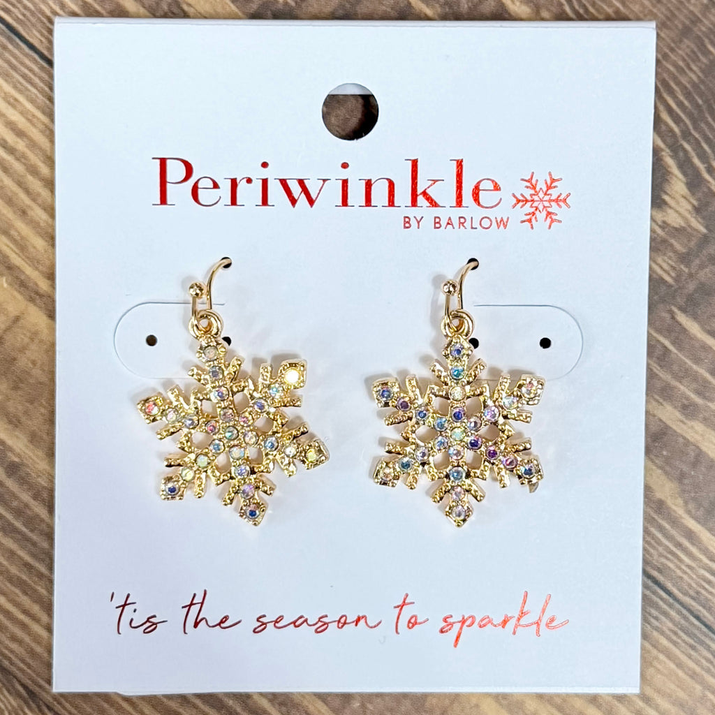 Gold Snowflake Crystal Earrings - Lyla's: Clothing, Decor & More - Plano Boutique