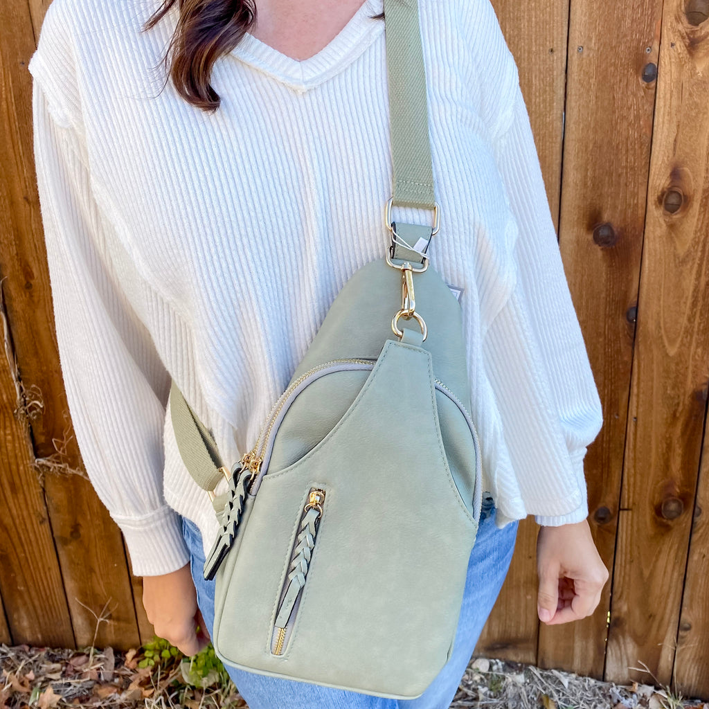 Jen & Co Nikki Sling Pack Bag - Sage - Lyla's: Clothing, Decor & More - Plano Boutique